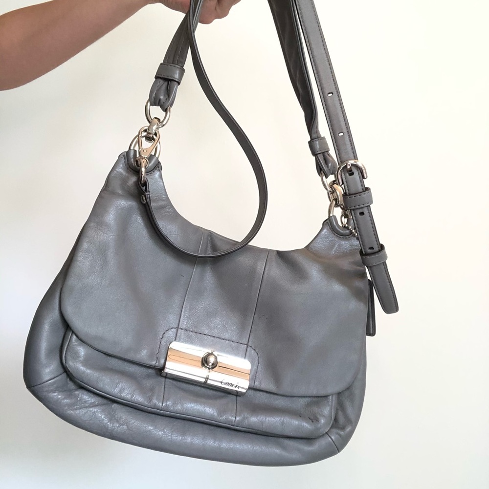 Grey Coach Metal Clip Bag with Two Straps